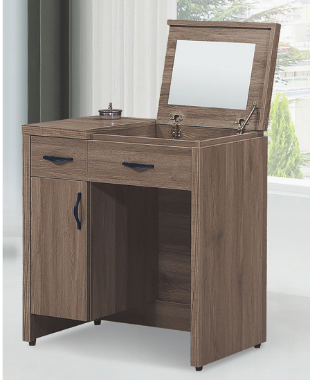 C619-3 派蒙灰橡木2.7尺掀鏡台(含椅.全木心板.掀鏡和門片皆緩衝後紐)