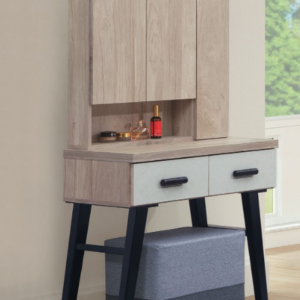 C578-6 杜恩橡木白2.7尺鏡台(含椅)