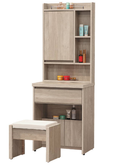 C609-6 依夏淺橡木2尺鏡台(含椅)