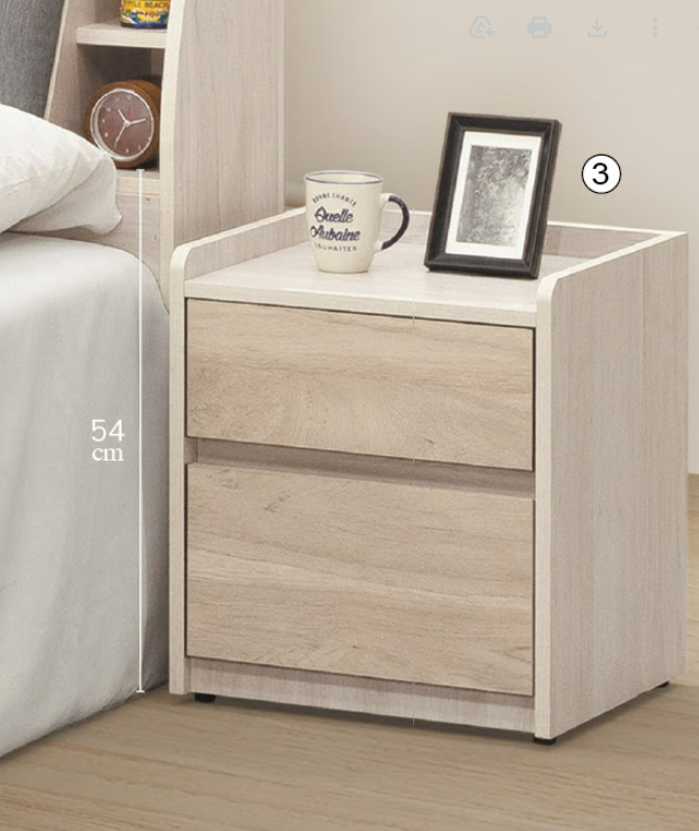 C612-3 芙妮淺白雙色床頭櫃(單只)