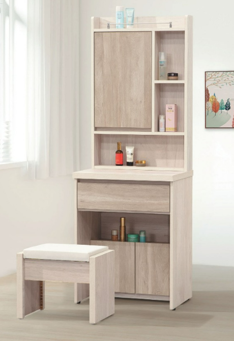 C612-4 芙妮淺白雙色2尺鏡台(含椅)