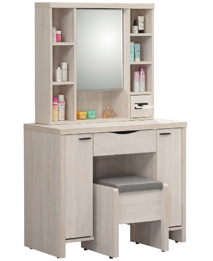 C566-4 麗寶白雲橡鏡台(含椅.共3件)