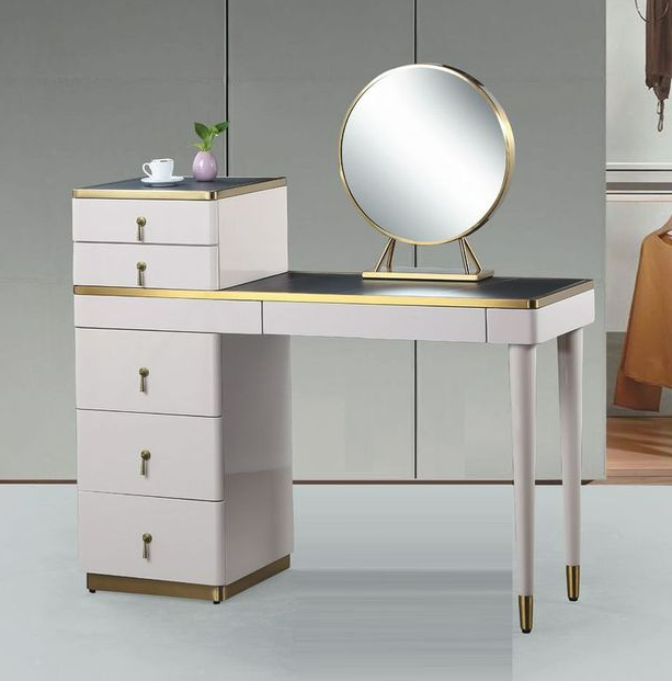 C629-6 S1011香檳色化妝台(含鏡不含凳)