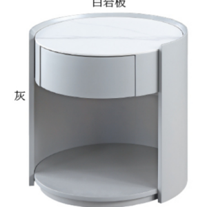 C280-5 G6079白岩板圓床頭櫃(灰)