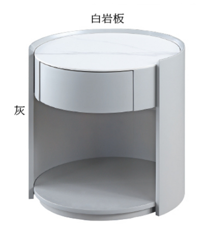C280-5 G6079白岩板圓床頭櫃(灰)