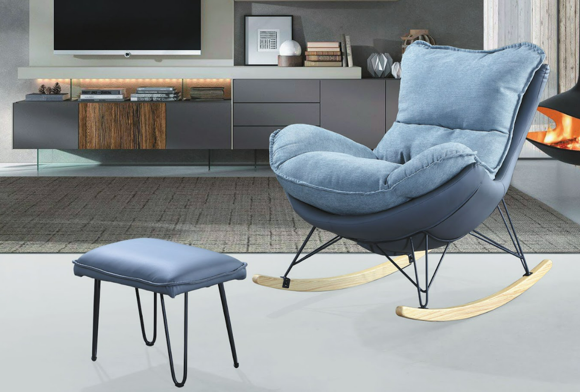 C729-6 T39搖椅(灰麻+灰皮.含腳踏.恕不拆賣)