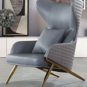 C729-1 SH-1858 休閒椅(灰皮.金色腳.含小抱枕)