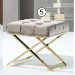 C736-4 丹尼斯化妝椅 淺灰絨布(19-05/金腳)