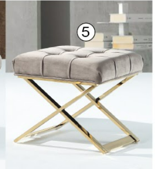 C736-4 丹尼斯化妝椅 淺灰絨布(19-05/金腳)