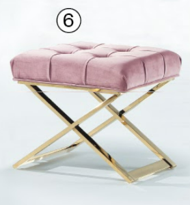 C736-6 丹尼斯化妝椅 粉紅絨布(19-05/金腳)