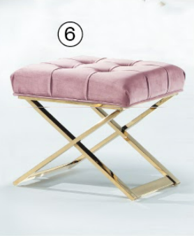 C736-6 丹尼斯化妝椅 粉紅絨布(19-05/金腳)