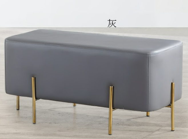 C738-4 SH-1822 長方凳(金腳.灰皮)