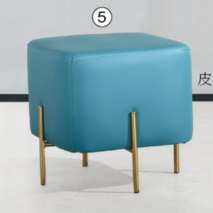 C738-8 SH-1822方凳(金腳.湖藍皮)