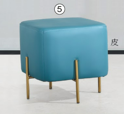C738-8 SH-1822方凳(金腳.湖藍皮)