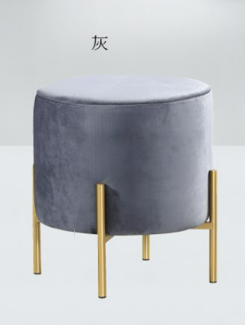 C738-11 T201小圓凳(絨布灰)