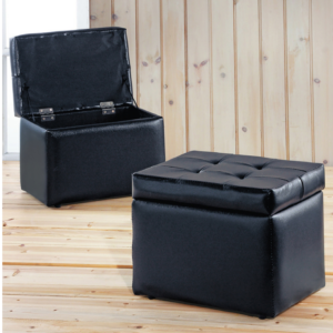 C740-16 黑色掀蓋沙發收納椅(PU皮.塑合板)