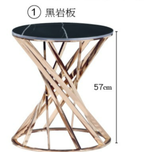 C284-16 HA-050 小茶几 (黑岩板+玫瑰金)