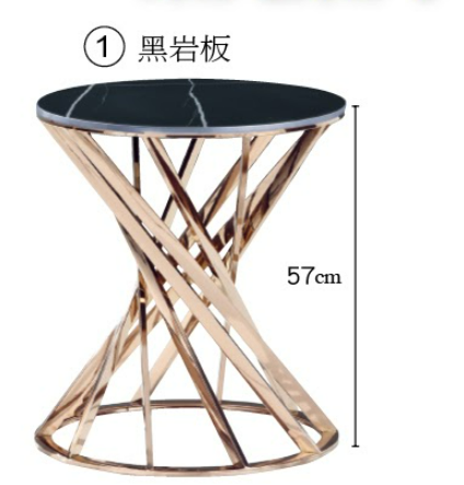 C284-16 HA-050 小茶几 (黑岩板+玫瑰金)