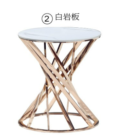 C284-17 HA-050小茶几(白岩板+玫瑰金)