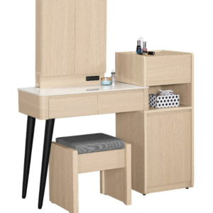 A1183-1 艾維斯2.7尺岩板伸縮化妝台(全組 木門 含椅附活動隔板*1 附插座 桌面12MM岩板)