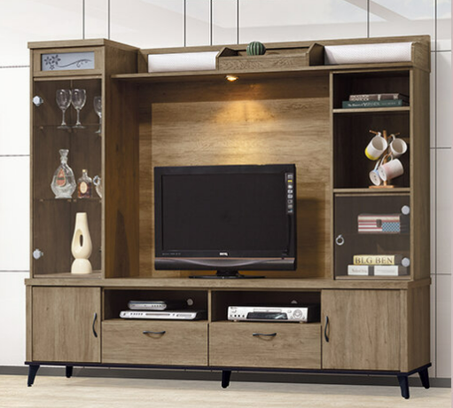 C289-3 樂比灰橡7尺高低櫃 全組