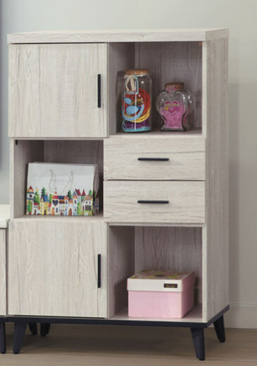 C304-3 洛瑪白橡木2.7尺收納低櫃