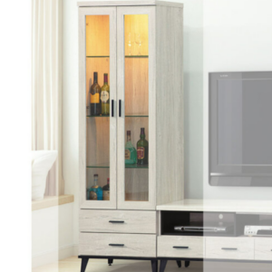 C304-4 洛瑪白橡木2.2*6.5尺展示櫃 玻璃隔板三片