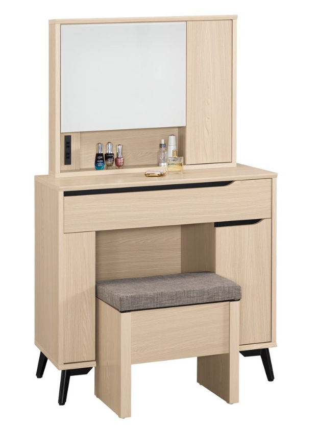 A1215-3 朵利斯2.7尺化妝台 全組 木門