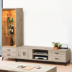 C311-12 卡里諾淺橡木8尺L櫃 全組