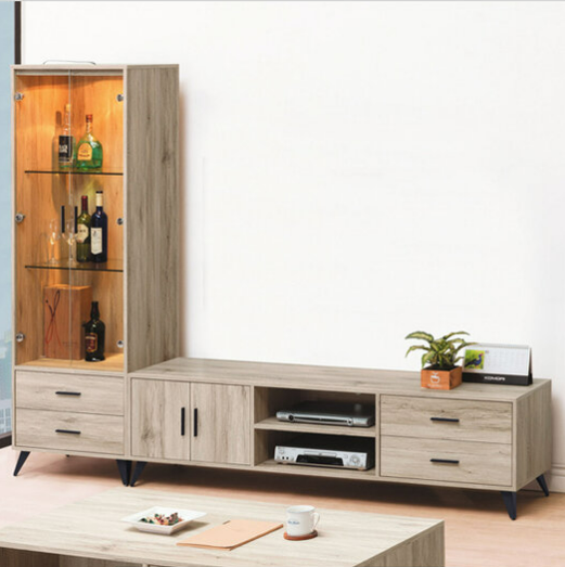 C311-12 卡里諾淺橡木8尺L櫃 全組