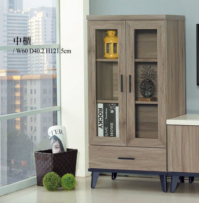 C315-8芮茲灰橡木中櫃 附隔板2片