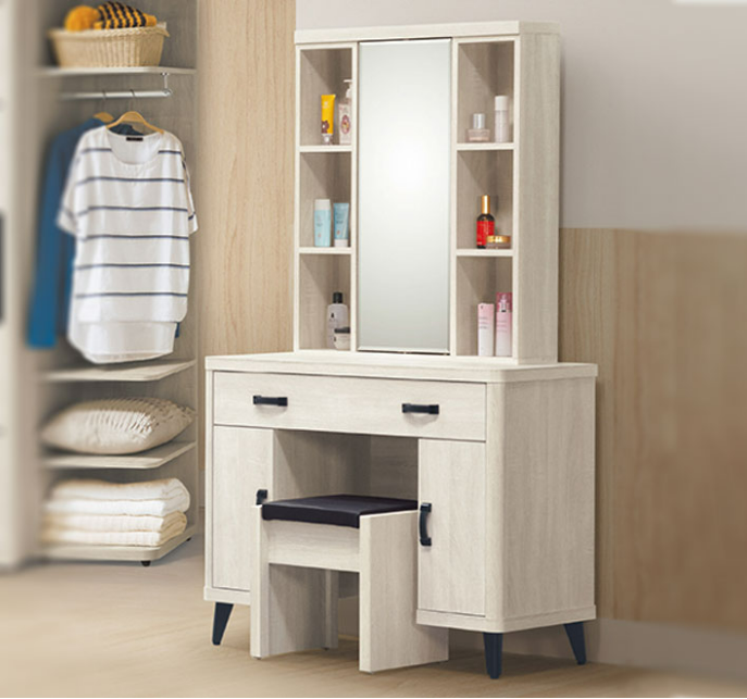 D118-9 布萊德鏡台組 含椅 附2片隔板