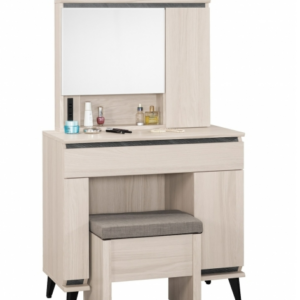 B053-3 范德爾2.7尺化妝台 全組 木門 含椅 附活動隔板1大2小片 附插座