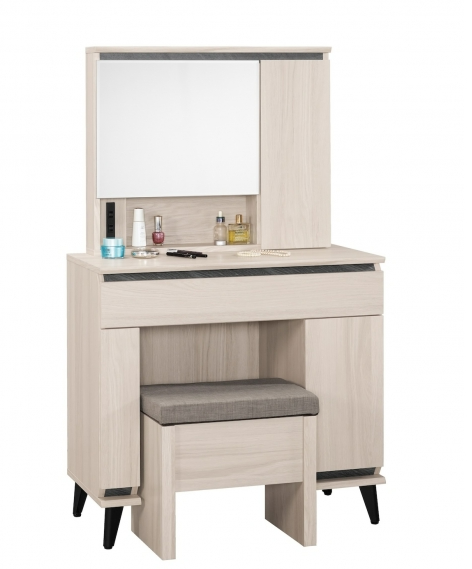 B053-3 范德爾2.7尺化妝台 全組 木門 含椅 附活動隔板1大2小片 附插座