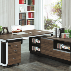 C336-3 B0218 胡桃6尺L型辦公桌 右 不含活動櫃