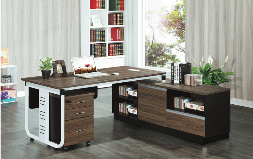 C336-3 B0218 胡桃6尺L型辦公桌 右 不含活動櫃