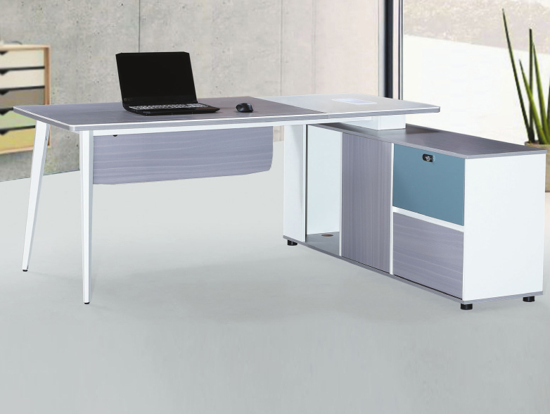 C338-4 2306-1816 L型辦公桌 含側櫃