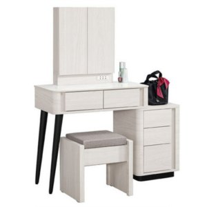 A1028-1 華爾斯2.7尺岩板伸縮化妝台 全組 木門 含椅 可左右擺放 桌面12MM岩板 附插座