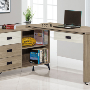 C341-4 路易士灰橡色L型多功能書桌 恕不拆賣 全組