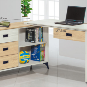 C341-2 路易士 白雲衫色L型多功能書桌 恕不拆賣 全組