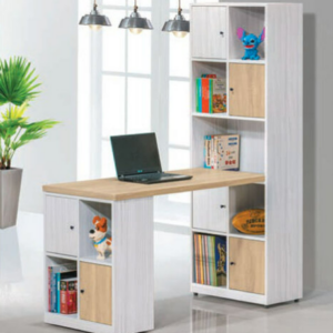 C341-3 白雲衫色路易士多功能L型書櫃