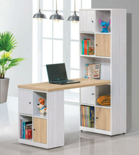 C341-3 白雲衫色路易士多功能L型書櫃