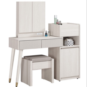A1061-3 蘿克斯2.7尺伸縮化妝台 全組 木門 含椅 附插座 附活動隔板1片