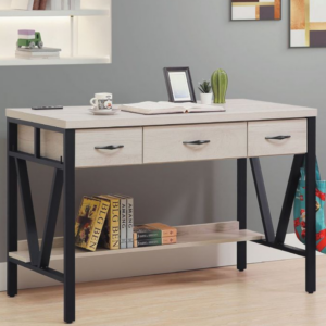 C346-9芙妮4尺鐵架書桌   附插座