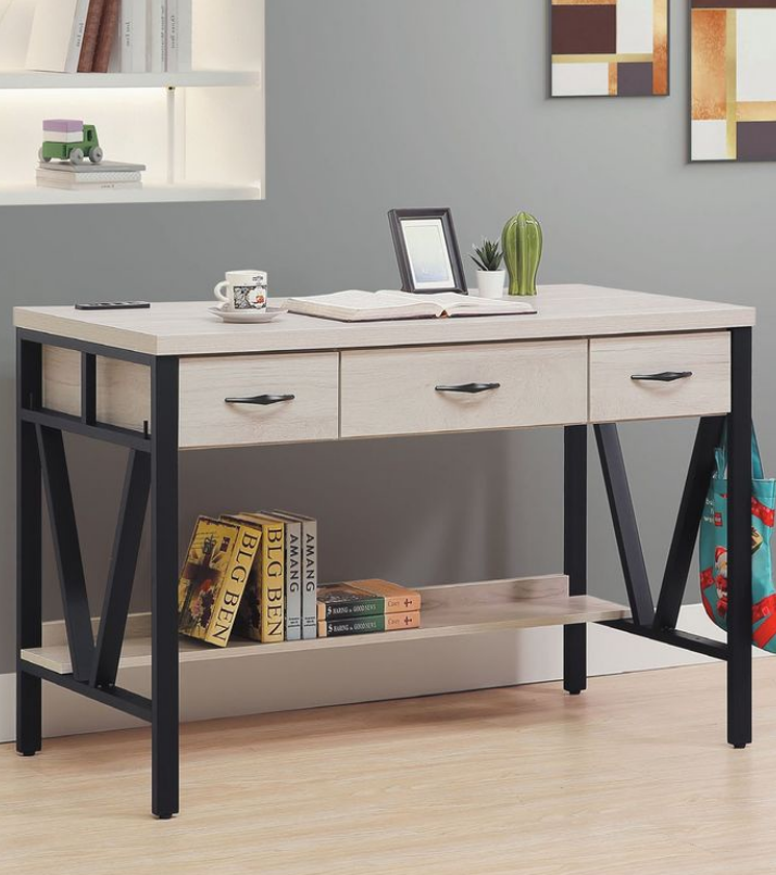 C346-9芙妮4尺鐵架書桌   附插座