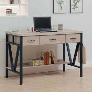 C346-12依夏4尺鐵架書桌 附插座