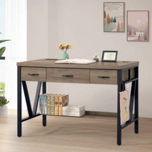 C346-2灰橡4尺鐵架書桌