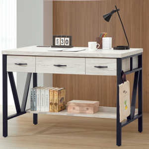 C346-1炭燒白橡4尺鐵架書桌USB插座