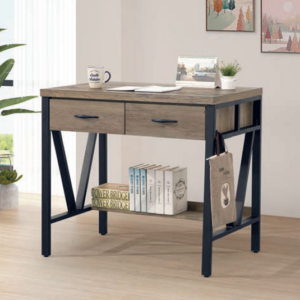 C346-10灰橡3尺鐵架書桌  無插座