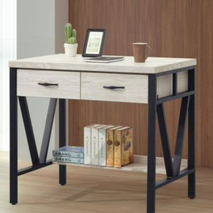 C346-7 炭燒白橡3尺鐵架書桌 無插座